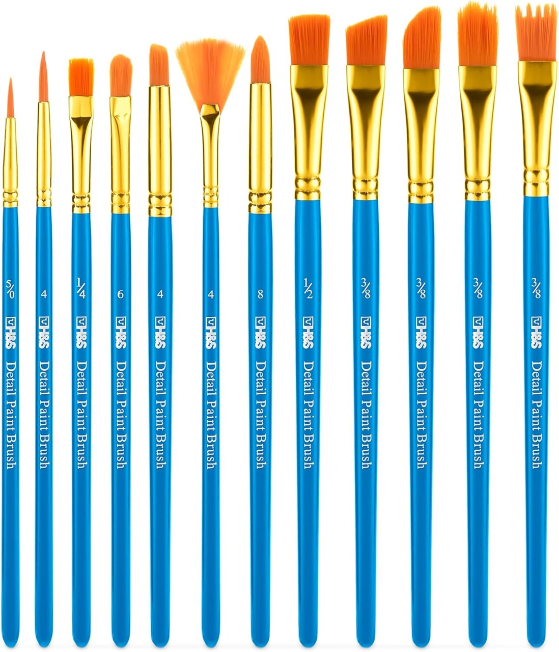 12-Piece Professional Paint Brush Set – Flat & Round Tip Brushes for Acrylic, Watercolor & Oil Painting